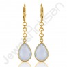 Aqua Chalcedony Earrings Handcrafted Earrings 18 K Gold-Plated Earrings