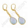 Aqua Chalcedony Earrings Handcrafted Earrings 18 K Gold-Plated Earrings
