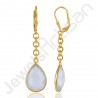 Aqua Chalcedony Earrings Handcrafted Earrings 18 K Gold-Plated Earrings