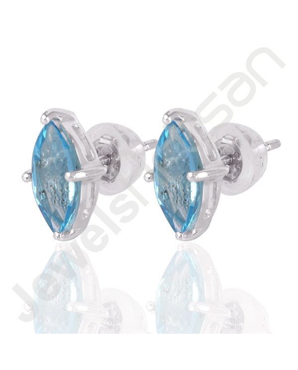Sky Blue Topaz Studs Sterling Silver Studs Handcrafted Silver Studs