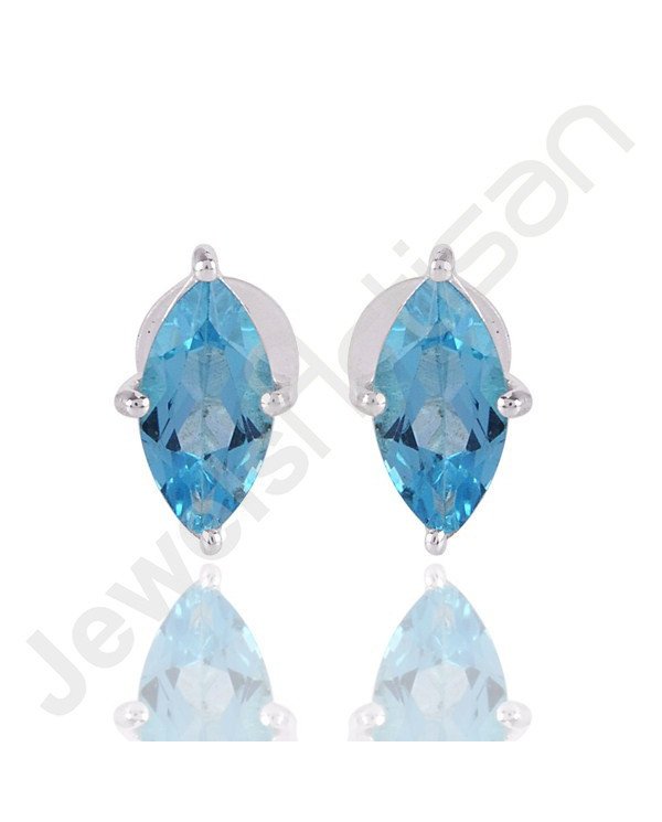 Sky Blue Topaz Studs Sterling Silver Studs Handcrafted Silver Studs