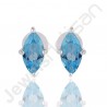 Sky Blue Topaz Studs Sterling Silver Studs Handcrafted Silver Studs