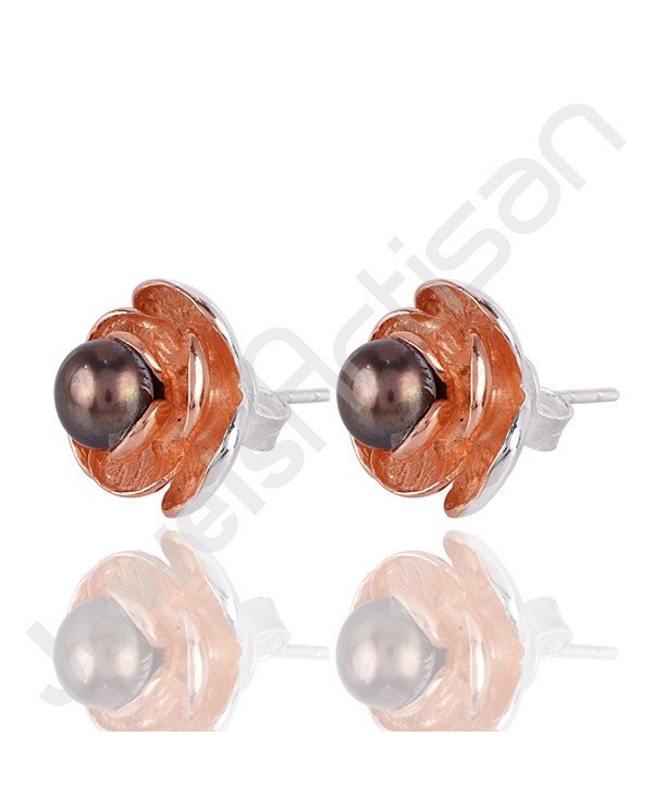 Color Pearl Studs Sterling Silver Studs Handcrafted Silver Studs