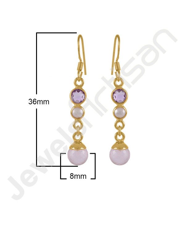 Rose Quartz Earring 925 Sterling Silver Earring Gold Plated Earring