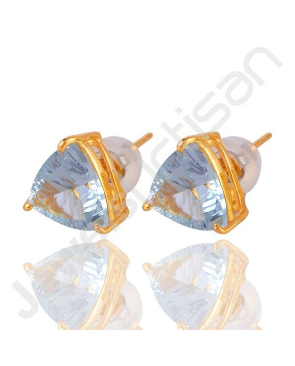 Sky Blue Topaz Gemstone Studs Sterling Silver Studs Gold Vermeil Studs