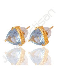 Sky Blue Topaz Gemstone Studs Sterling Silver Studs Gold Vermeil Studs