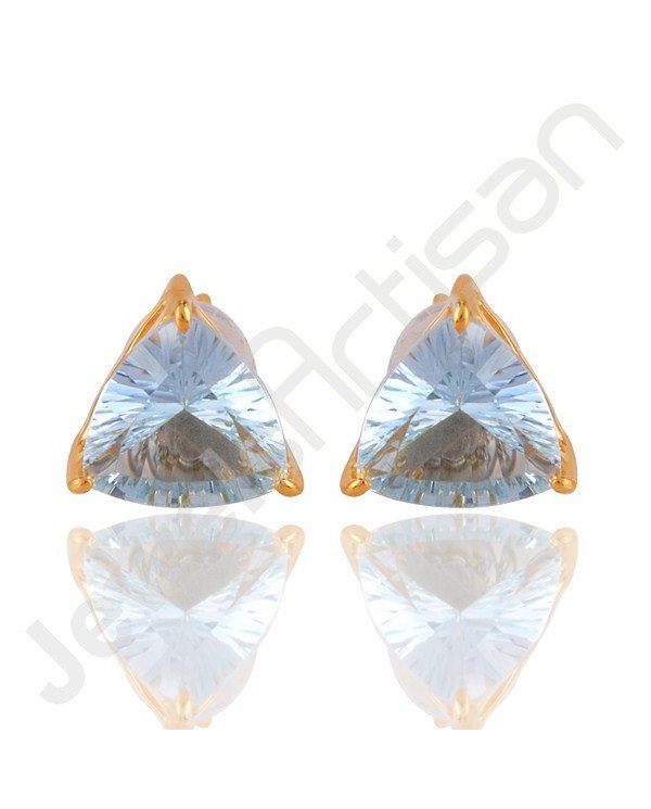 Sky Blue Topaz Gemstone Studs Sterling Silver Studs Gold Vermeil Studs