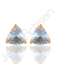 Sky Blue Topaz Gemstone Studs Sterling Silver Studs Gold Vermeil Studs