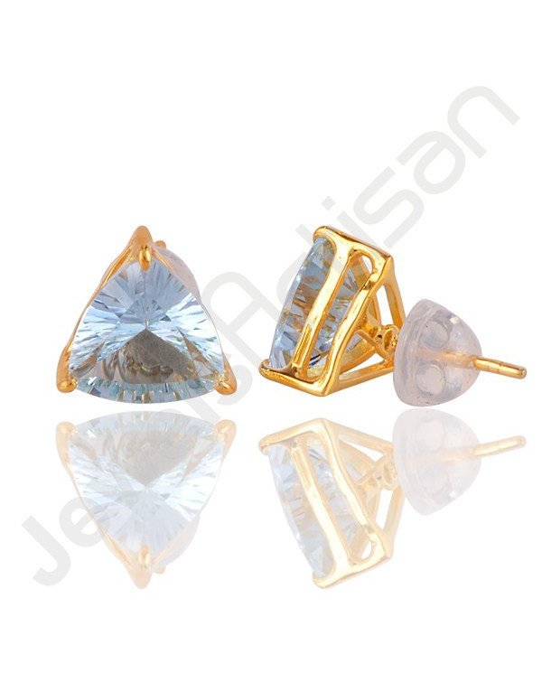 Sky Blue Topaz Gemstone Studs Sterling Silver Studs Gold Vermeil Studs