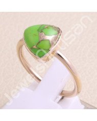 Green Copper Turquoise Ring Sterling Silver Ring Rose Gold-Plated Ring