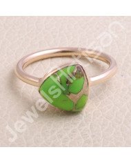 Green Copper Turquoise Ring Sterling Silver Ring Rose Gold-Plated Ring