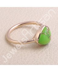 Green Copper Turquoise Ring Sterling Silver Ring Rose Gold-Plated Ring