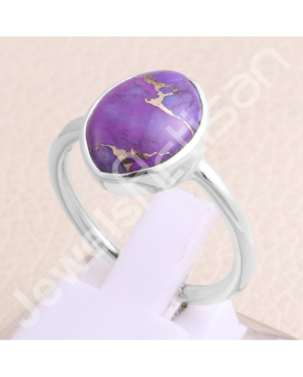 925 Sterling Silver Purple Copper Turquoise Ring