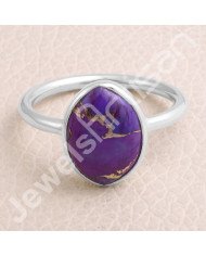 925 Sterling Silver Purple Copper Turquoise Ring