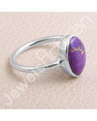 925 Sterling Silver Purple Copper Turquoise Ring