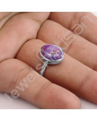 925 Sterling Silver Purple Copper Turquoise Ring