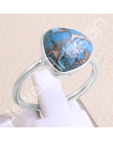 Blue Copper Turquoise 925 Sterling Silver Ring