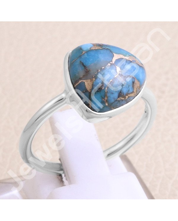 Blue Copper Turquoise 925 Sterling Silver Ring