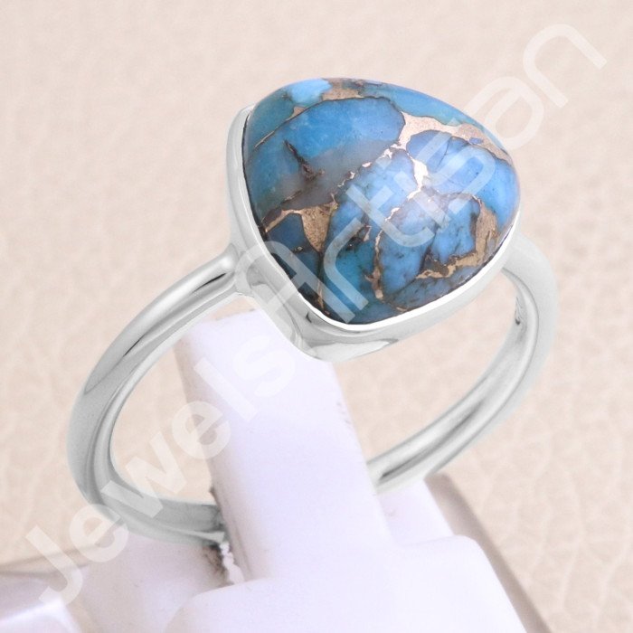 Blue Copper Turquoise 925 Sterling Silver Ring