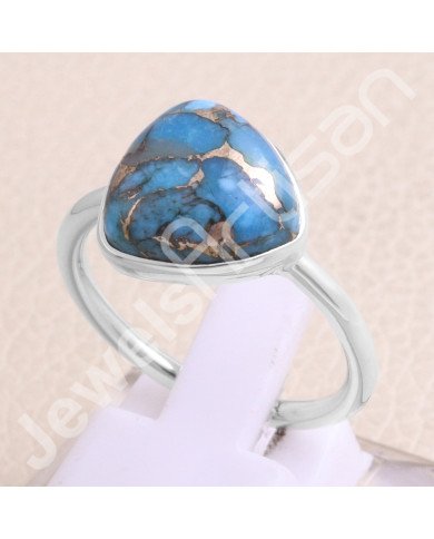 Blue Copper Turquoise 925 Sterling Silver Ring