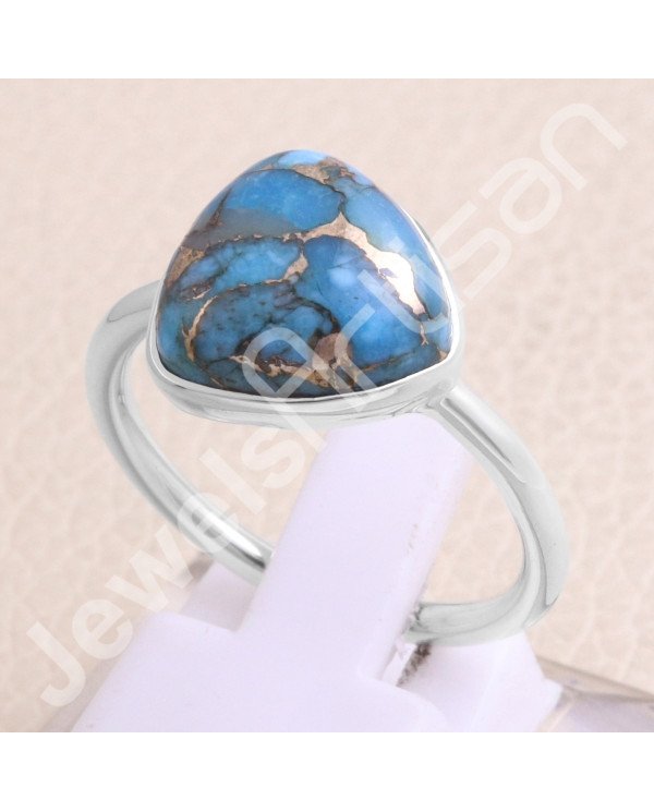 Blue Copper Turquoise 925 Sterling Silver Ring
