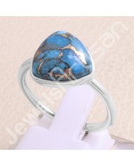 Blue Copper Turquoise 925 Sterling Silver Ring