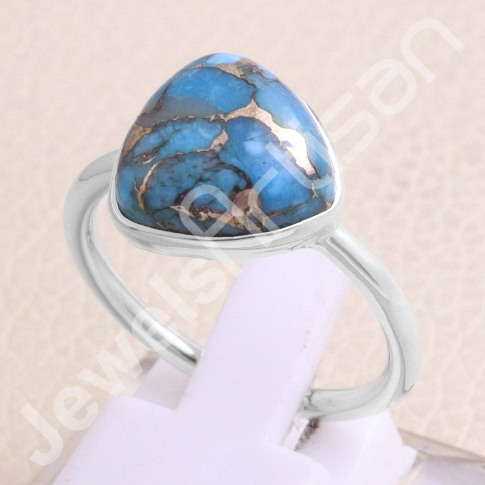 Blue Copper Turquoise 925 Sterling Silver Ring