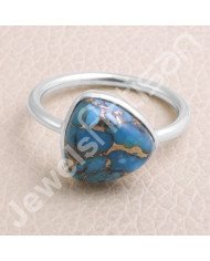 Blue Copper Turquoise 925 Sterling Silver Ring