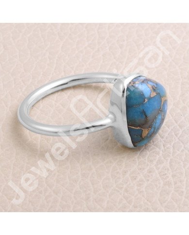 Blue Copper Turquoise 925 Sterling Silver Ring