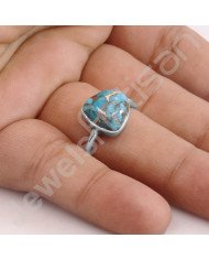 Blue Copper Turquoise 925 Sterling Silver Ring