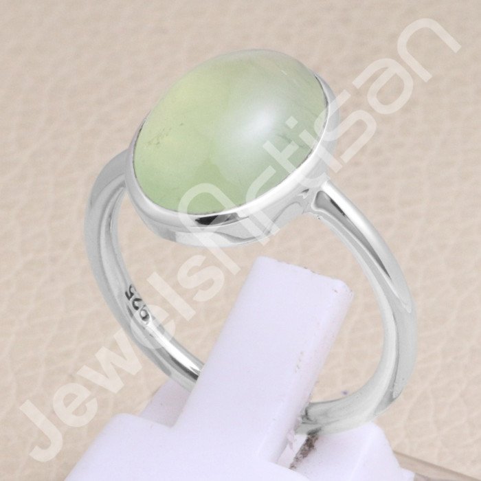 925 Sterling Silver Prehnite Gemstone Ring