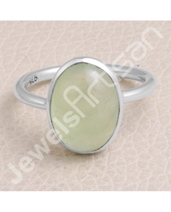925 Sterling Silver Prehnite Gemstone Ring