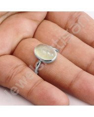 925 Sterling Silver Prehnite Gemstone Ring