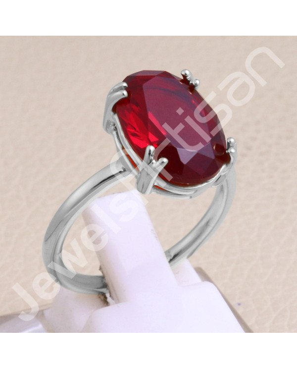 Red Quartz Gemstone Ring 925 Sterling Silver Ring Classic Solitaire Ring