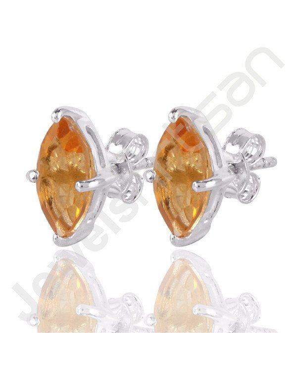 Citrine Studs 925 Sterling Silver Studs Handcrafted Silver Studs