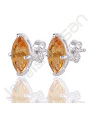 Citrine Studs 925 Sterling Silver Studs Handcrafted Silver Studs