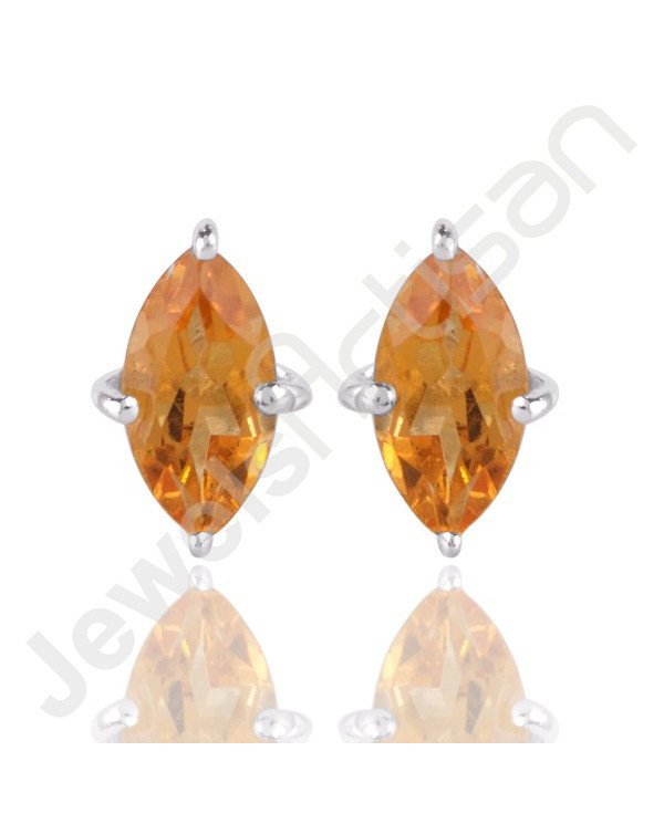 Citrine Studs 925 Sterling Silver Studs Handcrafted Silver Studs