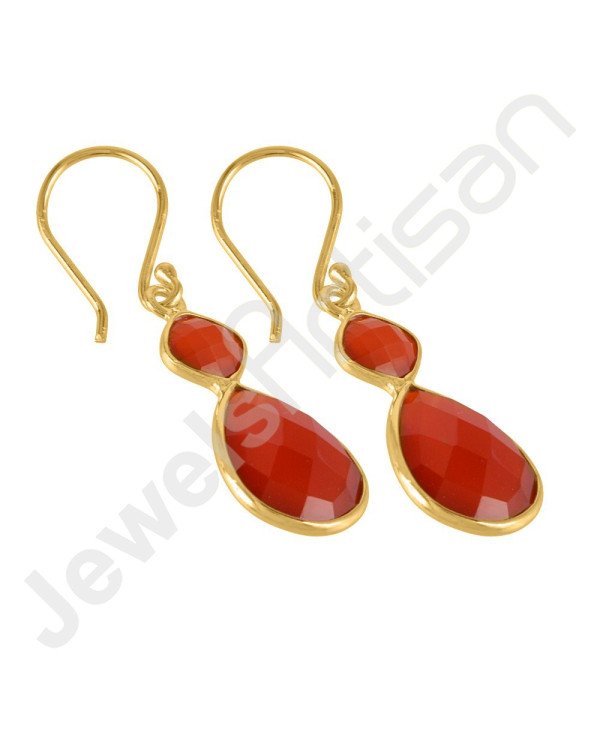 Red Onyx Earrings Gold Vermeil Earrings Solid Silver Earrings