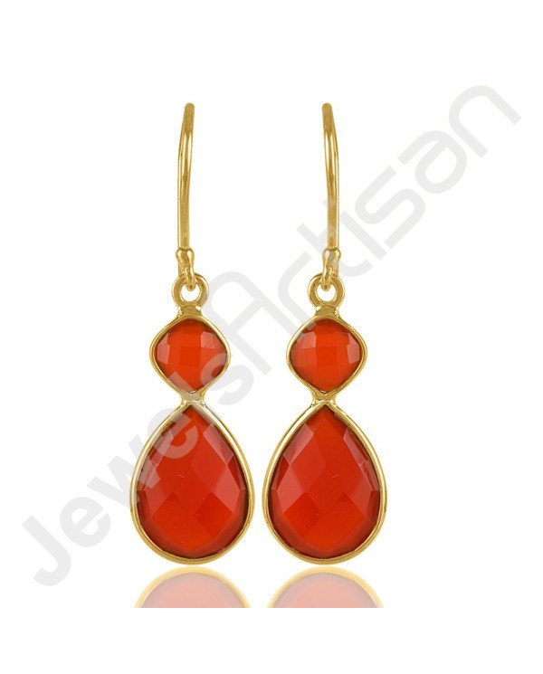 Red Onyx Earrings Gold Vermeil Earrings Solid Silver Earrings