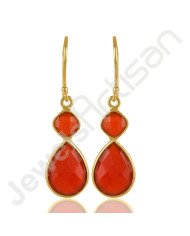 Red Onyx Earrings Gold Vermeil Earrings Solid Silver Earrings