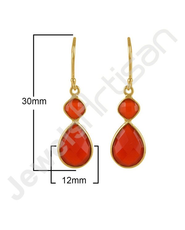 Red Onyx Earrings Gold Vermeil Earrings Solid Silver Earrings