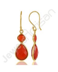 Red Onyx Earrings Gold Vermeil Earrings Solid Silver Earrings