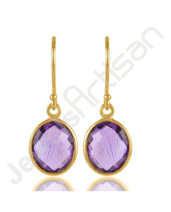 Amethyst Earrings Gold Vermeil Earrings 925 Solid Silver Earrings