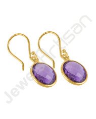 Amethyst Earrings Gold Vermeil Earrings 925 Solid Silver Earrings