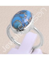Blue Copper Turquoise 925 Sterling Silver Ring