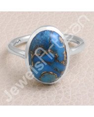 Blue Copper Turquoise 925 Sterling Silver Ring