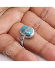 Blue Copper Turquoise 925 Sterling Silver Ring