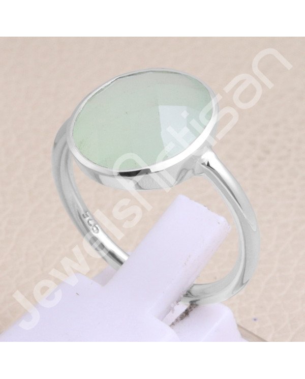 Mint Chalcedony Ring Natural Gemstone Ring 925 Sterling Silver Ring