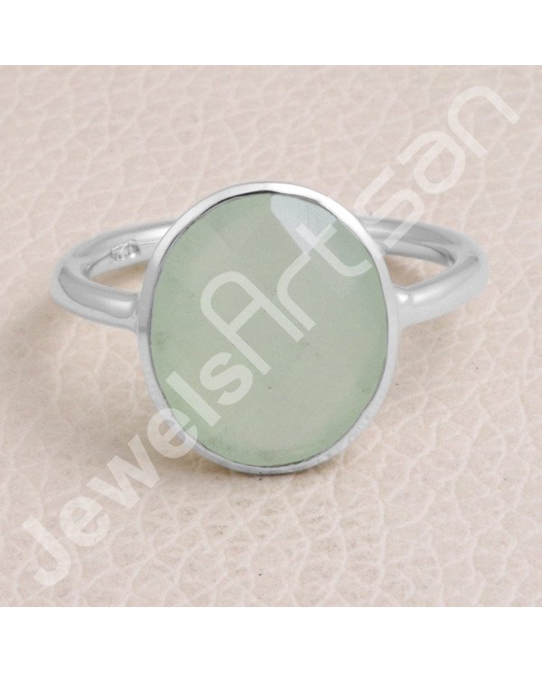 Mint Chalcedony Ring Natural Gemstone Ring 925 Sterling Silver Ring