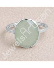 Mint Chalcedony Ring Natural Gemstone Ring 925 Sterling Silver Ring